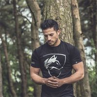 Wholesale Alphalete Wolf Printed Mens Athletic T shirt Male Casual Summer Cotton Crew Neck Tee