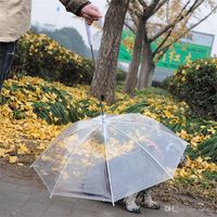 Wholesale Portable Dog Umbrellas Wth Collars Long Comfort Handle Transparent PE Umbrellas Eco Friendly Pet Raincoat For Small Pets jn ZZ