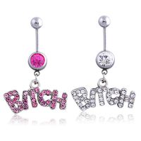 Wholesale Silver Pink Sexy Crystal Body Piercing Surgical Button Belly Ring Jewelry Navel Bar