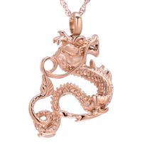 Wholesale Cremation Jewelry Stainless Memorial Dragon Locket Pendant Ash Necklace Rose Gold Black Keepsake Urns for Man