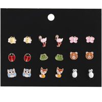 Wholesale Kimter Cute Animals Hypoallergenic Stud Earrings Set Fashion Owl Ladybug Piercing Earring for Girls Women Accessories Gift Kids H324R A