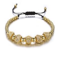 Wholesale Geometric Faced Crystal Rivets Charms Bracelets For Women Men Copper Beaded Bracelets Male Accessories Pulseira Masculina