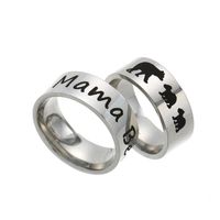 Wholesale Stainless Steel Mama Bear Ring Enamel Cubs Mother and Kids Band Ring Fashion Jewelry for Mom Birthday Gift Drop Ship