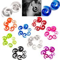 Wholesale 12Pcs set Acrylic Spiral Ear Stretching Tapers Body Jewelry Mix mm Acrylic Ear Tapers Fake Ear Expander Plug Tunnel Kit