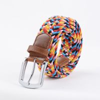Wholesale Elastic Belts For Men Knitted Woven Braided Fabric Stretch Belts Leather for Women