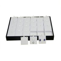 Wholesale Fine Wooden Jewelry Display Case White PU and Black Velvet Insert Necklace Earrings Stud accessories Storage Organizer Tray