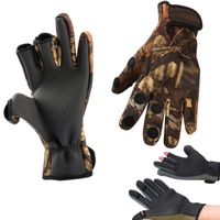 Wholesale Outdoor Cut Ice Fishing Gloves Warm Hunting Diving Fabric Anti Slip Camping Half Finger Glove Waterproof Exposed Three Fingers Fishinggear
