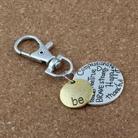 Wholesale quot Be quot Happy Strong Thankfull Charm With lobster clasp Hot sell Antique Silver Jewelry DIY A