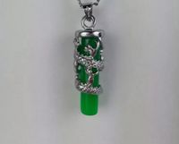 Wholesale 11 green Jade pendant necklace Long Zhu pendant color retention plated silver jade dragon pillars C2