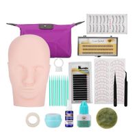 Wholesale Individual Eyelashes Extension Kit With mannequin Head For Starter False Eye lashes Extension Remover Lashes Perming Curler Kits