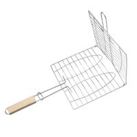 Wholesale Summer Outdoor Grilled Plate Clip Grilling Basket Roast Foldable Meat Hamburger Net BBQ Tools Clips With Wooden Handle my ZZ