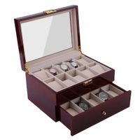Wholesale 20 Grids Red Black Wooden Watches Box Case Watch Holder Collection Storage Organizer Fast and Safe Ship From US
