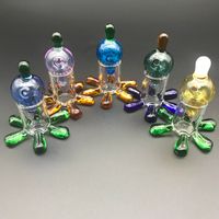 Wholesale Perfect Set Colorful Glass Carb Cap with carb cap Stand holder for quartz banger dab nail Oil Rig glass water bong pipes bongs