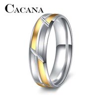 Wholesale CACANA Punk Rock Style Gold silver Ring Mens Fashion Chunky Finger Bling Hip Hop Ring Size Retro Titanium Steel