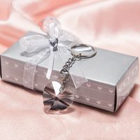 Wholesale Crystal Key Chain Ring Baby Shower Favors Party Giveaway Crystal Heart Keychain Wedding Favors