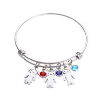 Wholesale Silver stainless Exquisite doll bracelet for girlfriend with hand ceremony festival commemorative activities adjustable birthstone bracelet