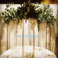 Wholesale New style gold Silver Flower Vase Trumpet Shape Wedding Table Centerpiece Event Road Lead Flower Vase best0058