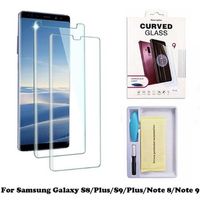 Wholesale New Full Adhesive Case Friendly D Curved Glass Liquid Dispersion Tech with UV Light Protector For Samsung Galaxy Note S9 S8 Plus in Box