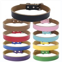 Wholesale 9 New Style Dog Collars PU Leather Puppy Necklace Studded Pet Dog Adjustable Collar Neck Collare Cane for Train Hold Walk Dog Collars