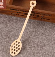 Wholesale Wood Honey Dipper Stick Cute Heart Shape Honey Server Stirrer Long Handled Honey Spoons Mixing Bar Spoons Kitchen Gadgets