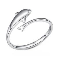 Wholesale Fashion silver plated white gold open dolphin ring female Rings