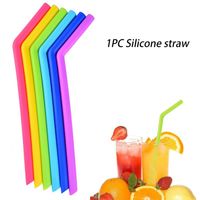 Wholesale Silicone Straw Reusable Silicone Flexible Bend Smoothies Straws Drinks shop Kitchen Environment friendly Colorful Straws straight bent