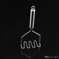 Wholesale Long Handle Press Crusher Hanging Stainless Steel Tools Potato Masher Siliver Easy To Use Fruit Carry Practical am