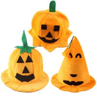 Wholesale Pumpkin Halloween Hats Orange Hat Costume Ball Cosplay Party Hat Props Lint Cute Women Adult Children Cartoon Caps