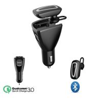 Wholesale QC Fast Usb Car Charger Dual Port With Bluetooth CSR4 Headset Headphone Hansfree Ear Phone Bluetooth Car Kit For Iphone Samsung