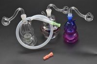 Wholesale colorful Mini oil rig Bong Thick Heady Glass Bubbler Dab Rigs mm female small water smoking pipe with silicone hose mouth drop tip