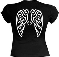 Angel Wings Skull Womens T-Shirt Motorbike Motorcycle Biker Tattoo Ink