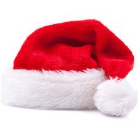Wholesale Adult Free size Christmas Hats Ornament Short Lint Santa Claus Hat Adult Children Christmas Hats for Party