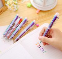 Wholesale 6 In Ball Pen Creative stationery color transparent ball pen Hot office writing tool Oil refill writing color ballpoint