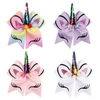 Wholesale New Fashion Handmade Girl Children Hair Clips Mix colors Unicorn Horned bronzing bow hair Barrettes Accessories