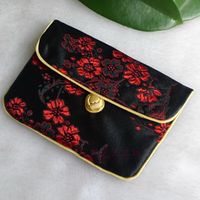 Wholesale Chinese knot Small Zipper Coin Purse Party Favors Bag Christmas Gift Bags Card Holder Floral Chinese Silk Brocade Jewelry Pouch