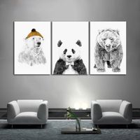 Bianco E Nero Nordic Minimalista Orso Polare Foto Senza Cornice Dipinto Su Tela Per Soggiorno Decorazione Della Casa Di Arte Della Parete Poster E