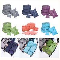 Wholesale 6 Set Folding Square Luggage Storage Bags Clothes Underware Organizer Pouch Case for Trips Waterproof Men Women Nylon Travelling Bag