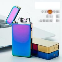 Wholesale Electronic Lighter Arc Windproof Ultra thin Metal Pulse USB Rechargeable Flameless Electric Cigar Cigarette Smoking Lighters