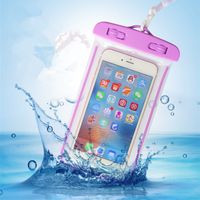 Wholesale Fluorescent Cell Phone Cases Waterproof Bag inch seal diving transparent PVC touch screen mobile Universal For iphone plus samsung