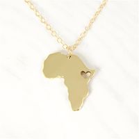 Wholesale fashion Africa map chain pendant necklace irregular metal Ethiopia clavicle plus love heart Lucky woman mother men s family gifts jewelry