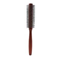 Wholesale Mini Round Wood Barrel Nylon Hair Brush Detangle Custom Wooden Hairbrush