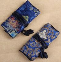 Wholesale Chinese traditional Silk Fashion style Women Jewelry Roll Travel Storage satin Bag Packaging Pouches mixed colors
