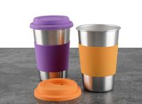 Wholesale 50pcs ML Stainless Steel Cups With Silicone Cover Cap Juice Beer Cups oz Tumbler Metal Kitchen Drinking Mug SN1335