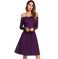 Wholesale Fashion party club women s sexy one word collar sexy long sleeved Slim lace skirt women dress