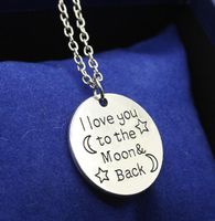 Wholesale Letter Pendant Necklaces Silver I Love You To The Moon Back For Mom Sister Family Word Pendant Link Chain Sweater Necklace Christmas Gifts