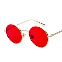 Wholesale 2018 Vintage Punk Sunglasses Women men Retro Round Sun Glasses Female Red Lense Metal Frame Glasses Coating Eyewear UV400