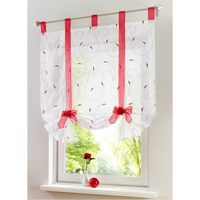 Wholesale Embroidery Leaves Stitching Pattern Blinds for Kitchen Balcony Bow Knot Sheer Curtain Tulle for Living Room Study Room Window