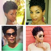 Wholesale hot lovely brazilian Hair African Americ short kinky curly wig simulation human hair short curly wig in stock