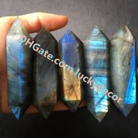 Wholesale Polished Labradorite Double Terminated Healing Wand Point Faceted Natural Labradorite Crystal Flash Magical Mineral Reiki Metaphysical Stone