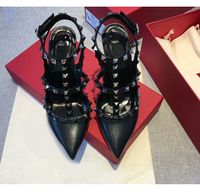 Wholesale Designer Pointed Toe Strap with Studs high heels Patent Leather rivets Sandals Women Studded Strappy Dress Shoes valentine high heel Shoes